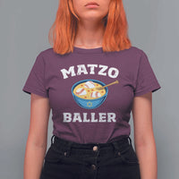 Funny Hanukkah Baseball T Shirt For Women Matzo Baller Matzah Ball Jewish Chanukah Sports Lover - Wonder Print Shop