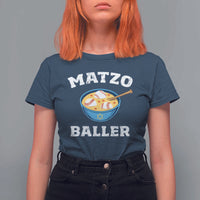 Funny Hanukkah Baseball T Shirt For Women Matzo Baller Matzah Ball Jewish Chanukah Sports Lover - Wonder Print Shop