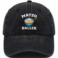 Funny Hanukkah Baseball Washed Cotton Baseball Cap Matzo Baller Matzah Ball Jewish Chanukah Sports Lover