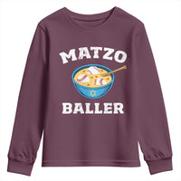 Funny Hanukkah Baseball Youth Sweatshirt Matzo Baller Matzah Ball Jewish Chanukah Sports Lover - Wonder Print Shop