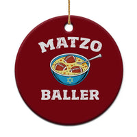 Funny Hanukkah Football Ceramic Ornament Matzo Baller Matzah Ball Jewish Chanukah Sports Lover - Wonder Print Shop
