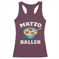 Funny Hanukkah Football Racerback Tank Top Matzo Baller Matzah Ball Jewish Chanukah Sports Lover - Wonder Print Shop
