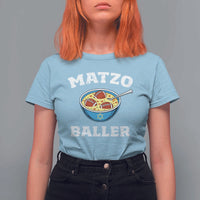 Funny Hanukkah Football T Shirt For Women Matzo Baller Matzah Ball Jewish Chanukah Sports Lover - Wonder Print Shop