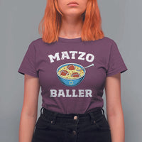 Funny Hanukkah Football T Shirt For Women Matzo Baller Matzah Ball Jewish Chanukah Sports Lover - Wonder Print Shop