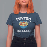 Funny Hanukkah Football T Shirt For Women Matzo Baller Matzah Ball Jewish Chanukah Sports Lover - Wonder Print Shop