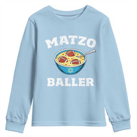 Funny Hanukkah Football Youth Sweatshirt Matzo Baller Matzah Ball Jewish Chanukah Sports Lover - Wonder Print Shop