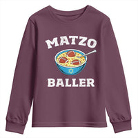 Funny Hanukkah Football Youth Sweatshirt Matzo Baller Matzah Ball Jewish Chanukah Sports Lover - Wonder Print Shop