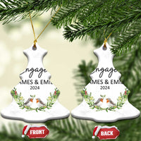 Personalized Engaged 2024 Christmas Ornament Custom Name Mr & Mrs Engagement Bird Mistletoe - Wonder Print Shop