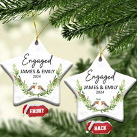 Personalized Engaged 2024 Christmas Ornament Custom Name Mr & Mrs Engagement Bird Mistletoe - Wonder Print Shop
