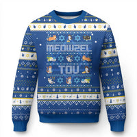 Funny Chanukah Cats Hanukkah Ugly Sweater Meowzel Tov Chanukah Menorah David Stars - Wonder Print Shop