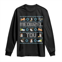 Funny Hanukkah Cats Long Sleeve Shirt Meowzel Tov Chanukah Menorah David Stars
