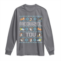 Funny Hanukkah Cats Long Sleeve Shirt Meowzel Tov Chanukah Menorah David Stars