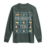 Funny Hanukkah Cats Long Sleeve Shirt Meowzel Tov Chanukah Menorah David Stars