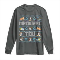 Funny Hanukkah Cats Long Sleeve Shirt Meowzel Tov Chanukah Menorah David Stars