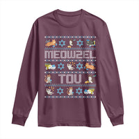 Funny Hanukkah Cats Long Sleeve Shirt Meowzel Tov Chanukah Menorah David Stars