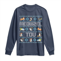 Funny Hanukkah Cats Long Sleeve Shirt Meowzel Tov Chanukah Menorah David Stars