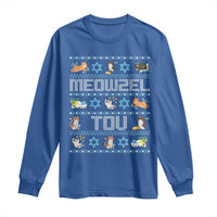 Funny Hanukkah Cats Long Sleeve Shirt Meowzel Tov Chanukah Menorah David Stars
