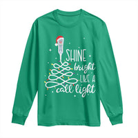 Funny Christmas Nurse Long Sleeve Shirt Shine Bright Like A Call Light Led Lights