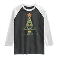 Irish Gaelic Christmas Nollaig Shona Raglan Shirt Celtic Knot Christmas Tree - Wonder Print Shop