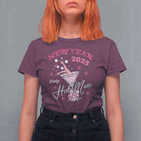 Funny New Year 2025 Same Hot Mess T Shirt For Women New Year's Eve Party Coquette Champagne Glass - Wonder Print Shop