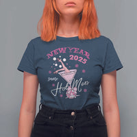 Funny New Year 2025 Same Hot Mess T Shirt For Women New Year's Eve Party Coquette Champagne Glass - Wonder Print Shop