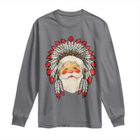 Funny Christmas Native American Indian Santa War Bonnet Long Sleeve Shirt
