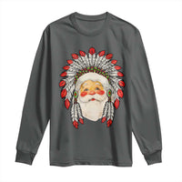 Funny Christmas Native American Indian Santa War Bonnet Long Sleeve Shirt