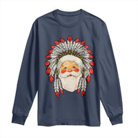 Funny Christmas Native American Indian Santa War Bonnet Long Sleeve Shirt
