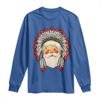 Funny Christmas Native American Indian Santa War Bonnet Long Sleeve Shirt