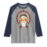 Funny Christmas Native American Indian Santa War Bonnet Raglan Shirt - Wonder Print Shop