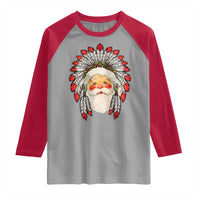 Funny Christmas Native American Indian Santa War Bonnet Raglan Shirt - Wonder Print Shop