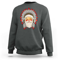 Funny Christmas Native American Indian Santa War Bonnet Sweatshirt - Wonder Print Shop