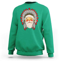 Funny Christmas Native American Indian Santa War Bonnet Sweatshirt - Wonder Print Shop