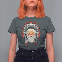 Funny Christmas Native American Indian Santa War Bonnet T Shirt For Women - Wonder Print Shop