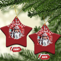 Funny Christmas Native American Christmas Ornament Ho Ho Lay War Bonnet Santa Indian Tribes - Wonder Print Shop