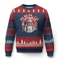 Funny Xmas Native American Ugly Christmas Sweater Ho Ho Lay War Bonnet Santa Indian Tribes - Wonder Print Shop
