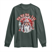 Funny Christmas Native American Long Sleeve Shirt Ho Ho Lay War Bonnet Santa Indian Tribes
