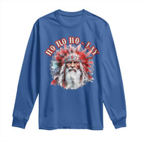 Funny Christmas Native American Long Sleeve Shirt Ho Ho Lay War Bonnet Santa Indian Tribes