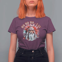 Funny Christmas Native American T Shirt For Women Ho Ho Lay War Bonnet Santa Indian Tribes - Wonder Print Shop