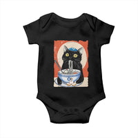 Funny Hanukkah Black Cat Eating Noodle Baby Onesie