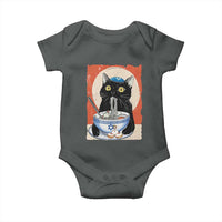 Funny Hanukkah Black Cat Eating Noodle Baby Onesie