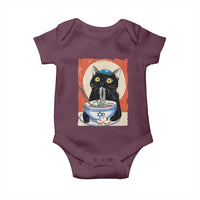 Funny Hanukkah Black Cat Eating Noodle Baby Onesie