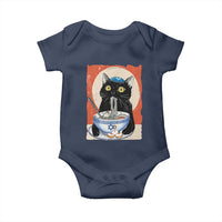 Funny Hanukkah Black Cat Eating Noodle Baby Onesie