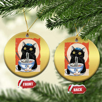 Funny Hanukkah Black Cat Eating Noodle Christmas Ornament - Wonder Print Shop