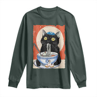 Funny Hanukkah Black Cat Eating Noodle Long Sleeve Shirt