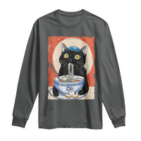 Funny Hanukkah Black Cat Eating Noodle Long Sleeve Shirt