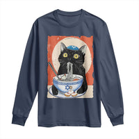 Funny Hanukkah Black Cat Eating Noodle Long Sleeve Shirt