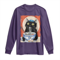 Funny Hanukkah Black Cat Eating Noodle Long Sleeve Shirt