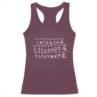 Funny Stranger Christmas Racerback Tank Top Alphabet Xmas Lights Movie - Wonder Print Shop