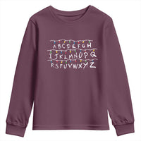 Funny Stranger Christmas Youth Sweatshirt Alphabet Xmas Lights Movie - Wonder Print Shop